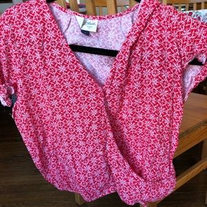 flowy crossover red top